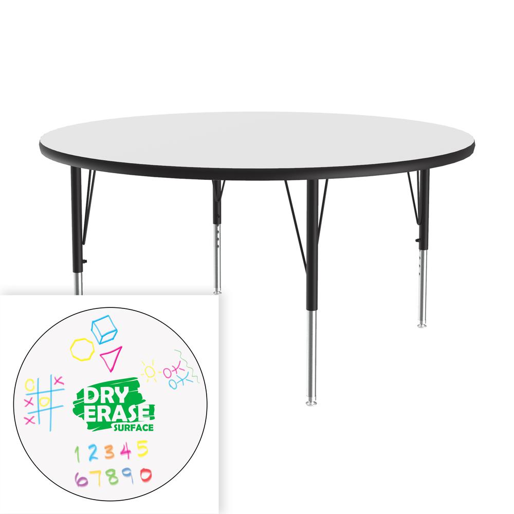 Markerboard-Dry Erase  Deluxe High Pressure Top - Activity Tables, 48x48" ROUND FROSTY WHITE BLACK/CHROME. Picture 3