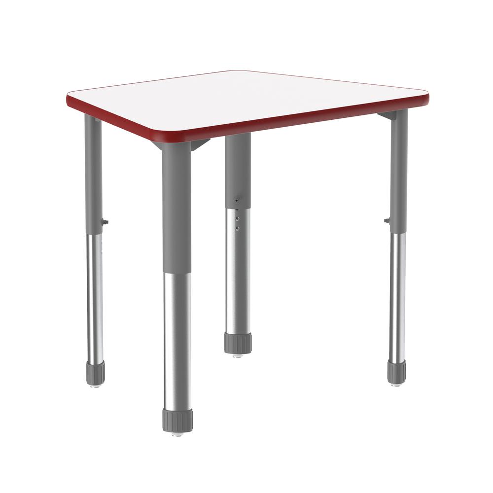 Markerboard-Dry Erase High Pressure Collaborative Desk, 33x23", TRAPEZOID FROSTY WHITE GRAY/CHROME. Picture 1