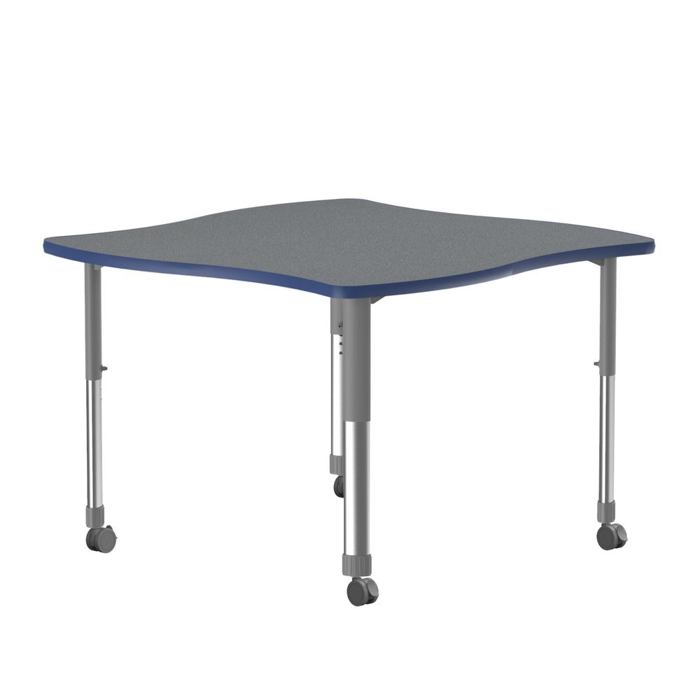 Commercial Lamiante Top Collaborative Desk with Casters, 42x42" SWERVE GRAY GRANITE GRAY/CHROME. Picture 4