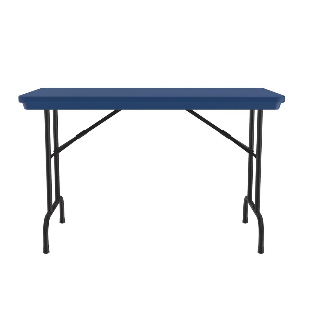 Commercial Blow-Molded Plastic Folding Table 24x48" RECTANGULAR - BLUE BLACK. Picture 2