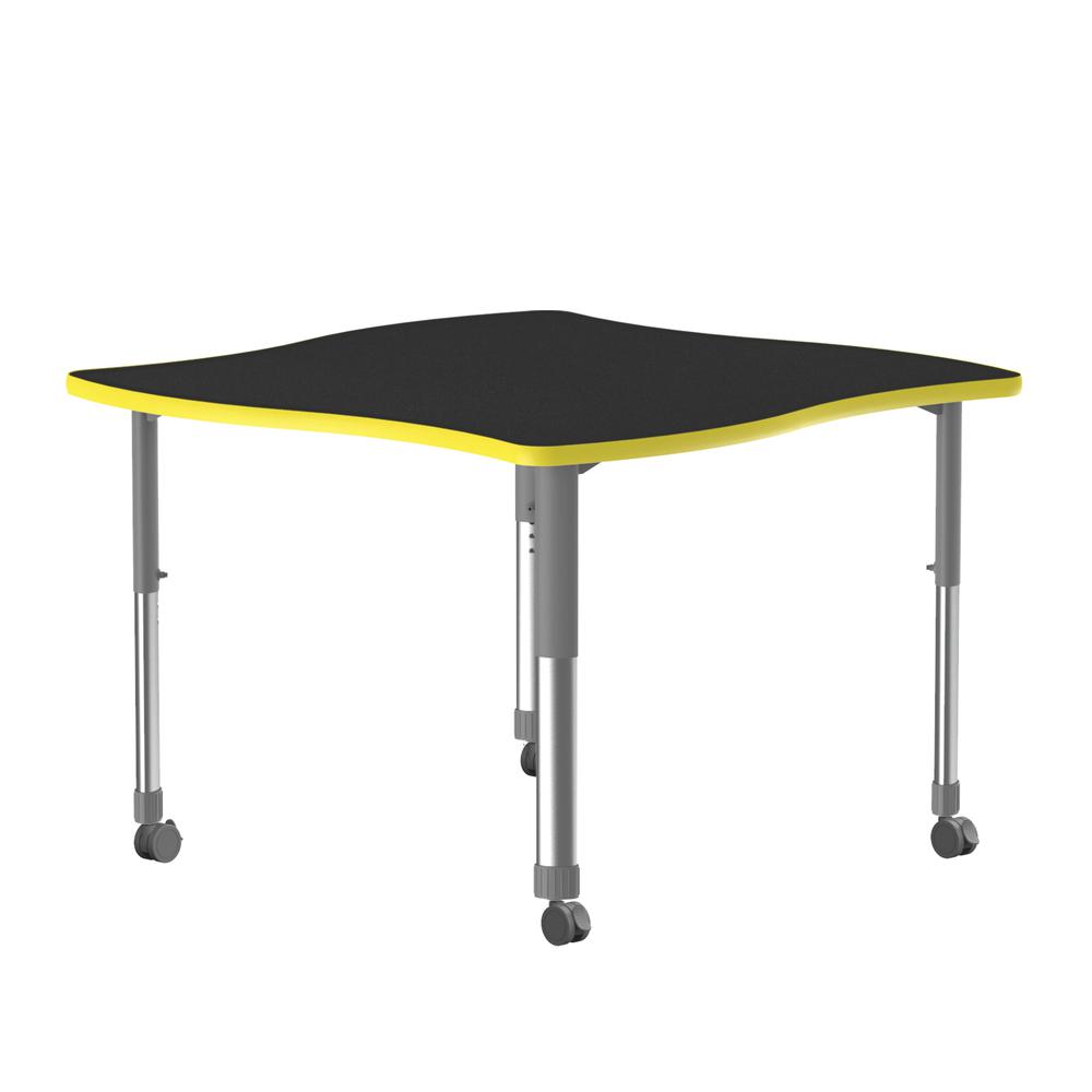 Deluxe High Pressure Collaborative Desk with Casters 42x42", SWERVE BLACK GRANITE, GRAY/CHROME. Picture 1
