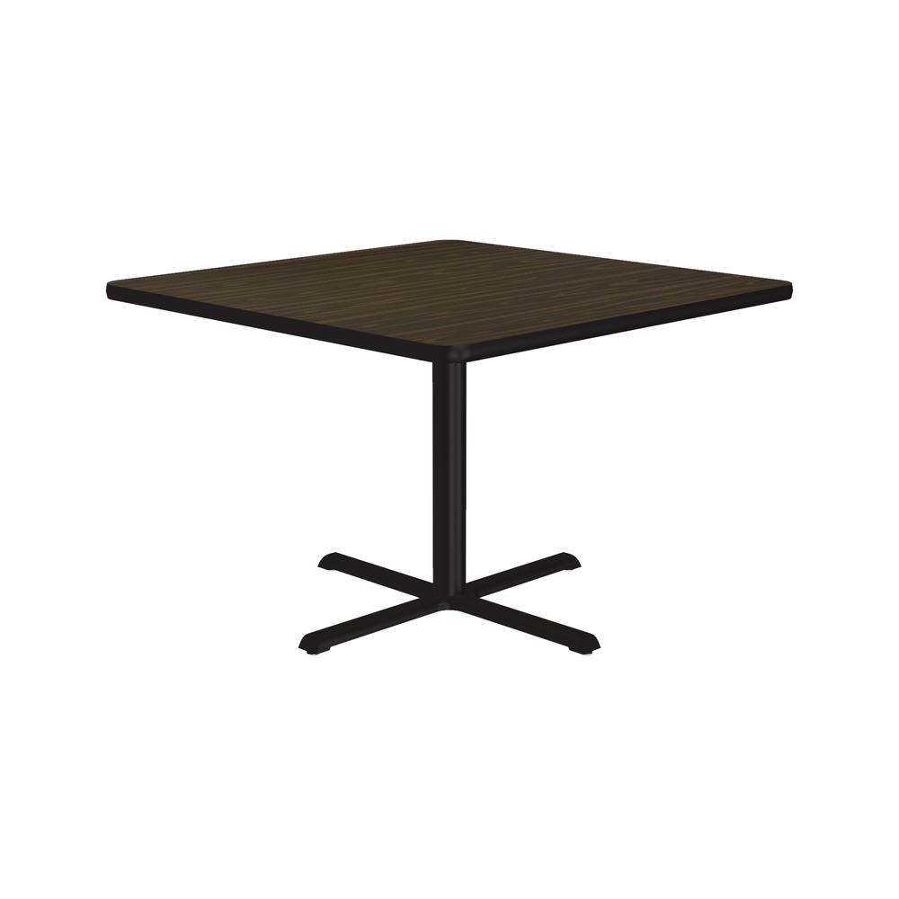 Table Height Commercial Laminate Café and Breakroom Table 42x42" SQUARE WALNUT, BLACK. Picture 5