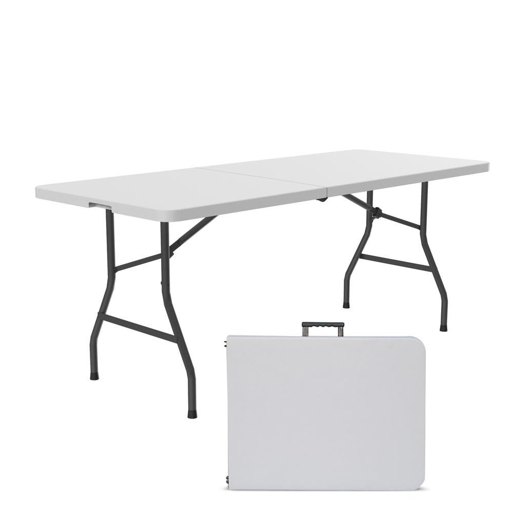 Economy Blow-Molded Plastic Fold in Half Table 30x72" RECTANGULAR GRAY GRANITE, CHARCOAL. Picture 1