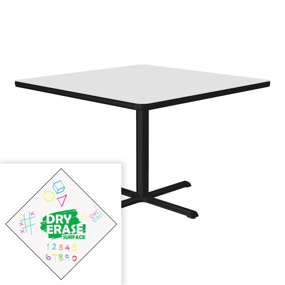 Markerboard-Dry Erase High Pressure Top - Table Height Café and Breakroom Table 42x42", SQUARE FROSTY WHITE, BLACK. Picture 1