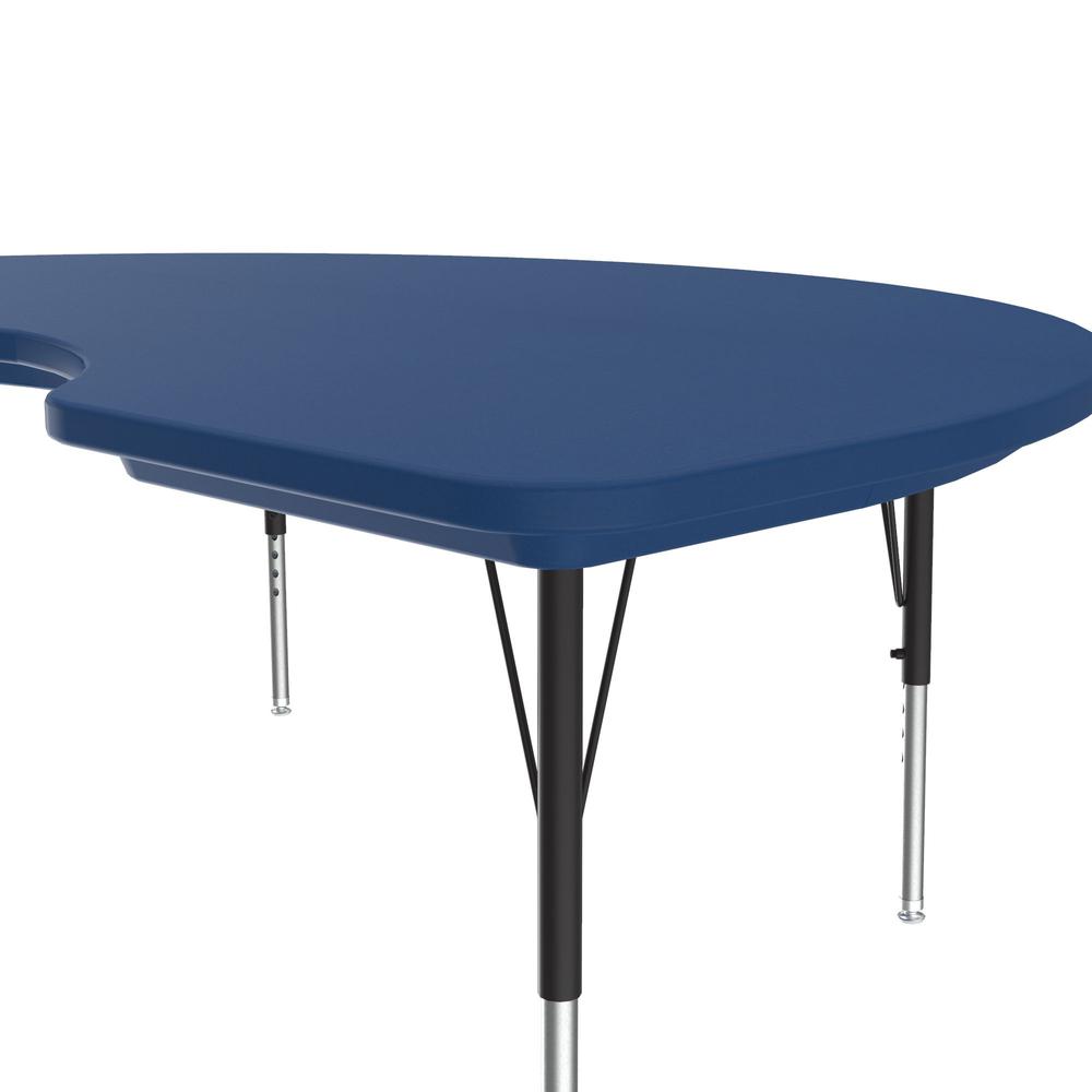 Commercial Blow-Molded Plastic Top Activity Tables 48x72", KIDNEY, BLUE BLACK/CHROME. Picture 2