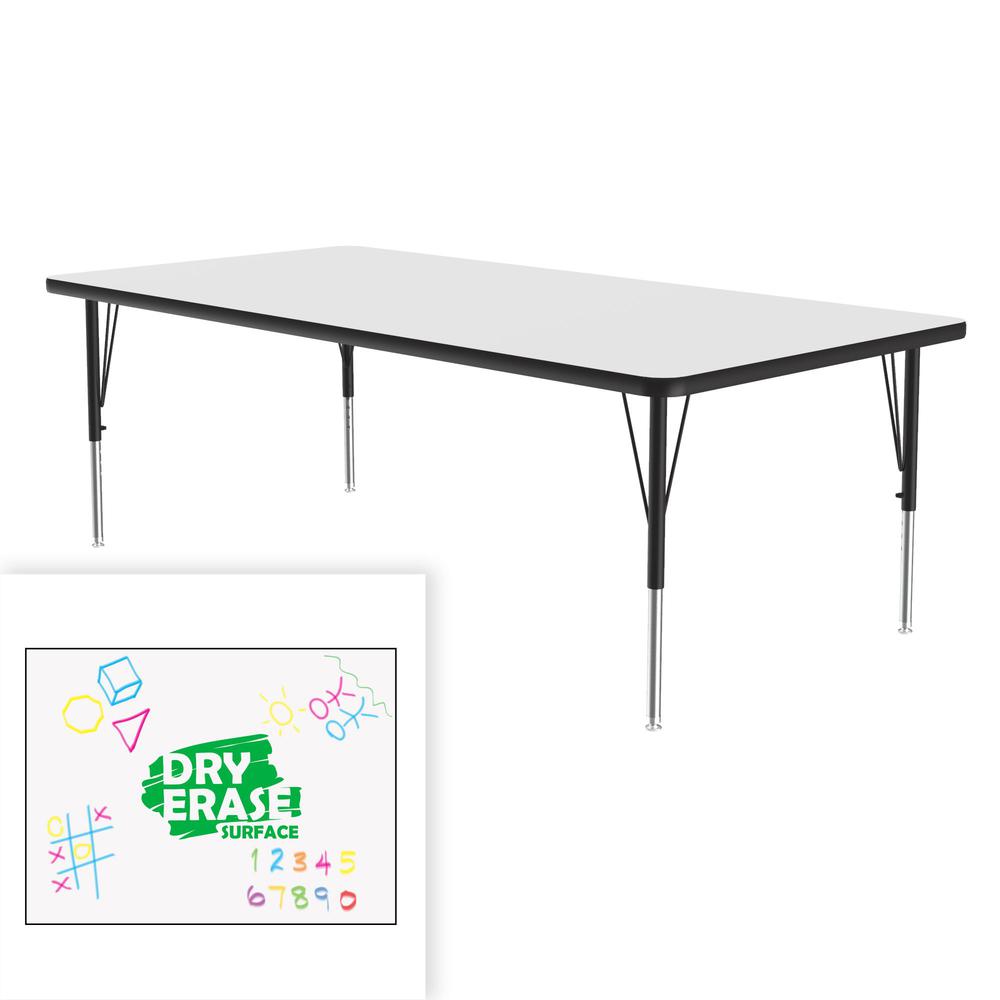 Markerboard-Dry Erase  Deluxe High Pressure Top - Activity Tables 36x60" RECTANGULAR, FROSTY WHITE BLACK/CHROME. Picture 4