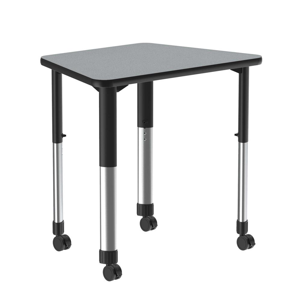 Deluxe High Pressure Collaborative Desk with Casters 33x23 TRAPEZOID FUSION MAPLE, BLACK/CHROME. Picture 1