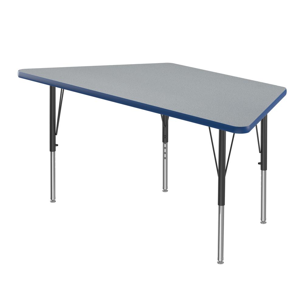 Commercial Laminate Top Activity Tables, 30x60" TRAPEZOID GRAY GRANITE, BLACK. Picture 1