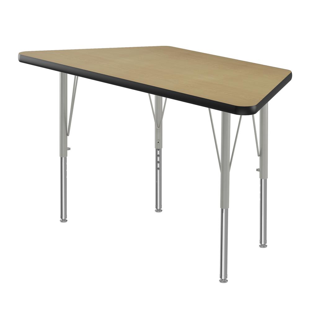 Deluxe High-Pressure Top Activity Tables 24x48", TRAPEZOID FUSION MAPLE, SILVER MIST. Picture 1
