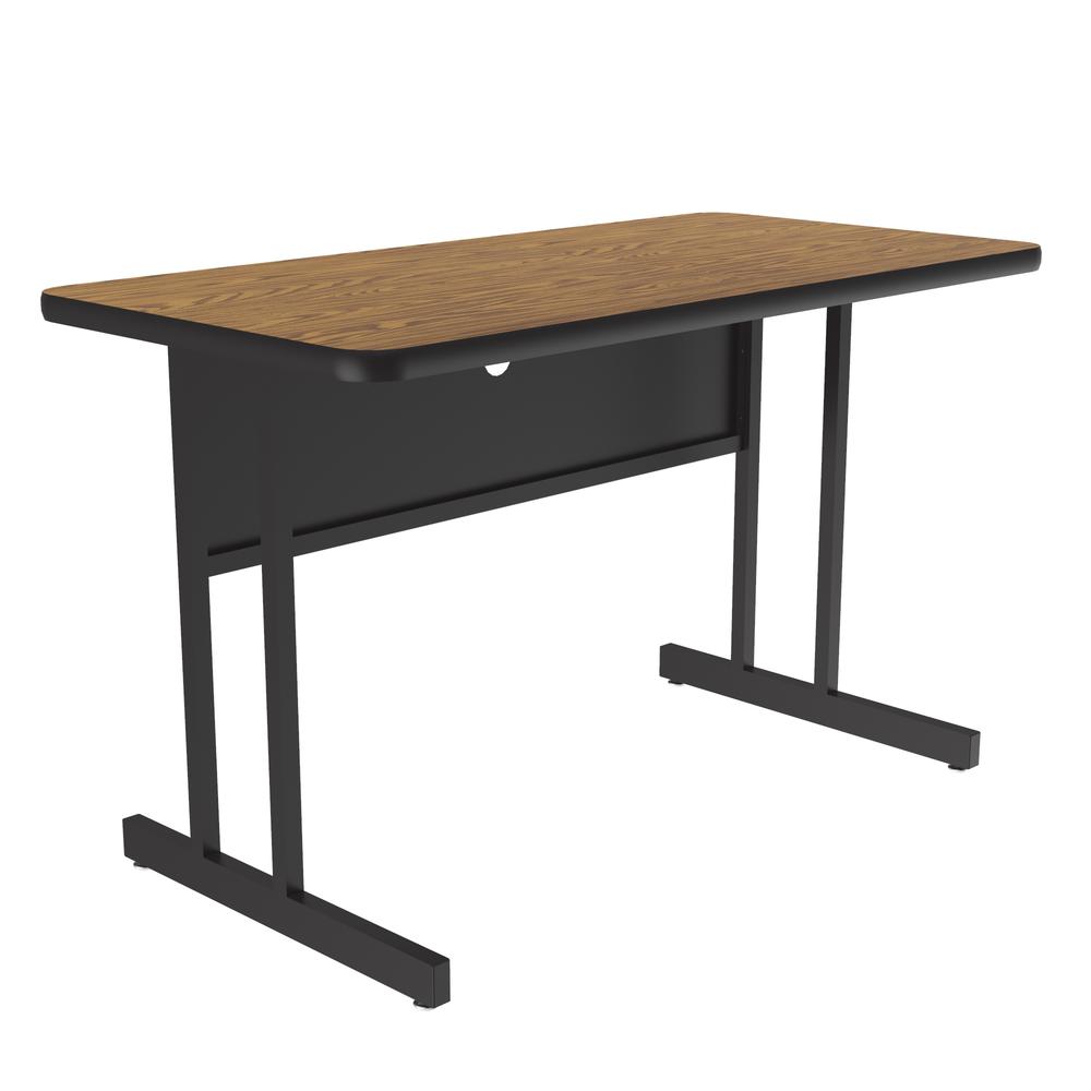 Desk Height  Deluxe HIgh-Pressure Top Computer/Student Desks , 24x48", RECTANGULAR MEDIUM OAK BLACK. Picture 5