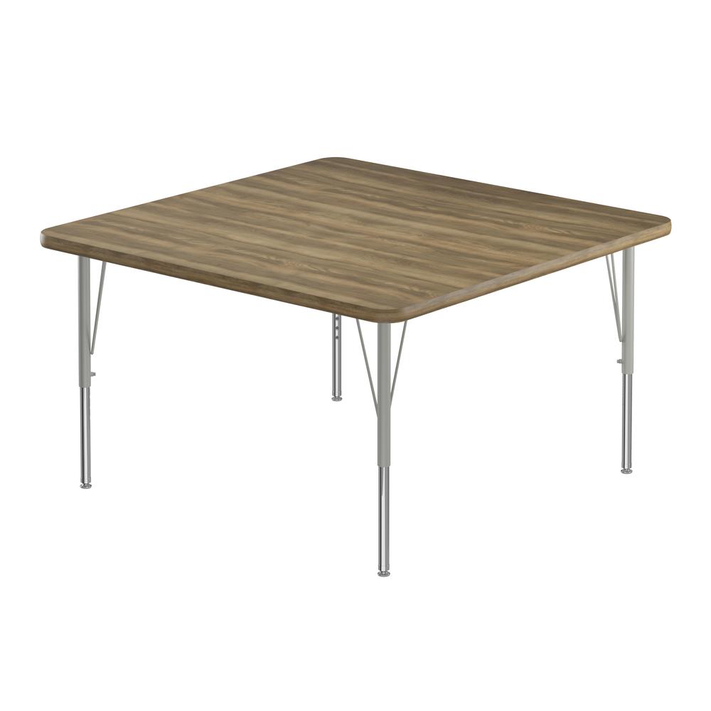 Deluxe High-Pressure Top Activity Tables 36x36", SQUARE COLONIAL HICKORY SILVER MIST. Picture 1