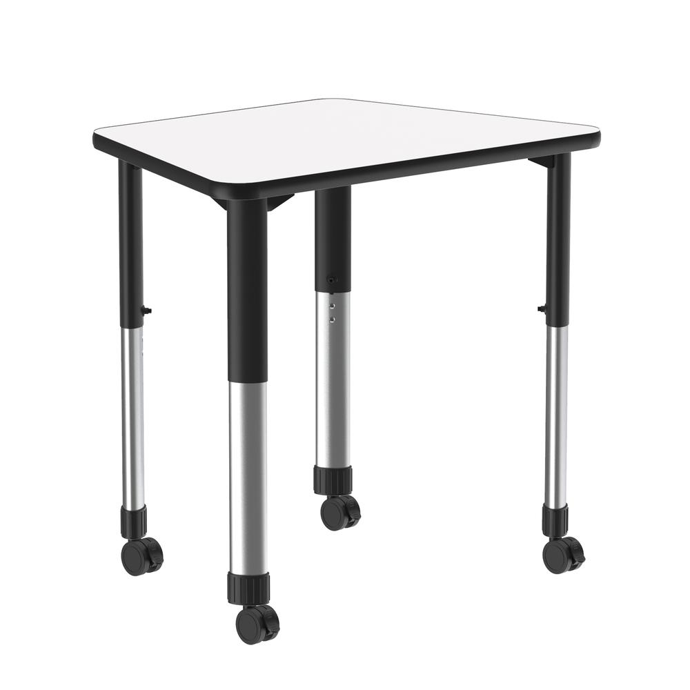 Markerboard-Dry Erase High Pressure Collaborative Desk with Casters, 33x23", TRAPEZOID, FROSTY WHITE BLACK/CHROME. Picture 3