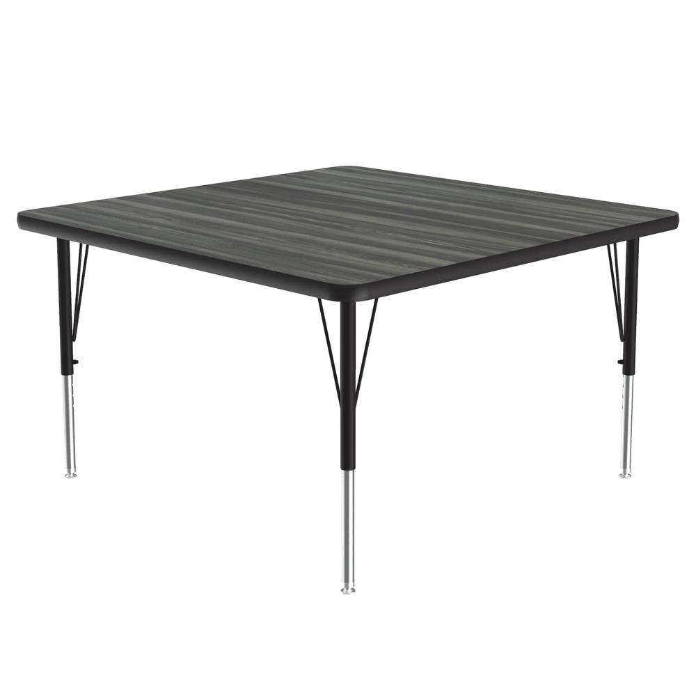 Deluxe High-Pressure Top Activity Tables, 48x48" SQUARE NEW ENGLAND DRIFTWOOD BLACK/CHROME. Picture 7