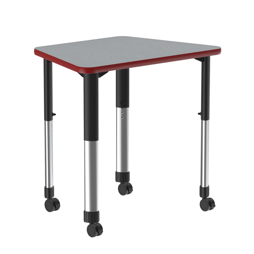 Deluxe High Pressure Collaborative Desk with Casters, 33x23" TRAPEZOID GRAY GRANITE, BLACK/CHROME. Picture 1