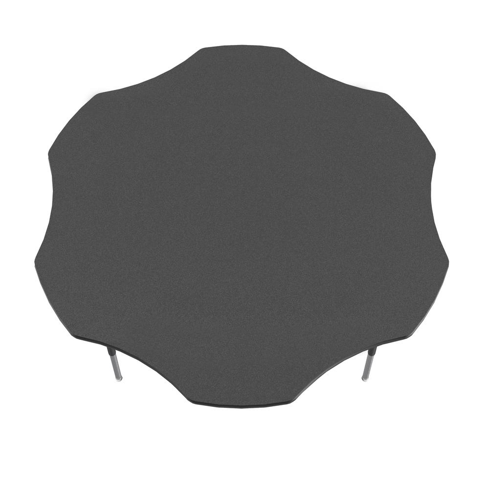 Deluxe High-Pressure Top Activity Tables 60x60", FLOWER, BLACK GRANITE, BLACK/CHROME. Picture 1