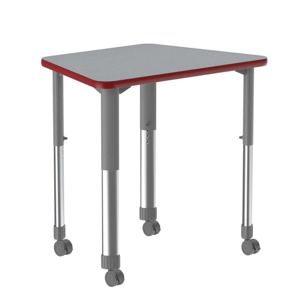 Deluxe High Pressure Collaborative Desk with Casters, 33x23" TRAPEZOID, GRAY GRANITE GRAY/CHROME. Picture 1