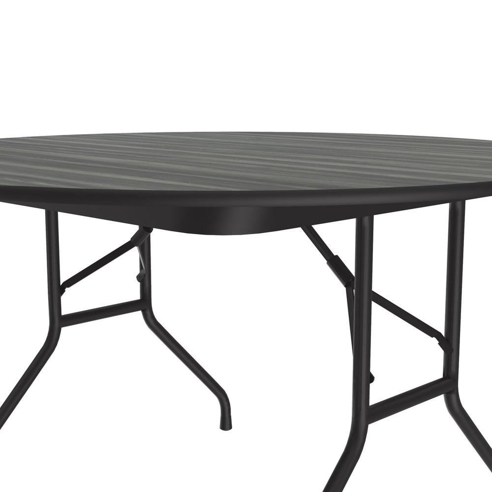 Deluxe High Pressure Top Folding Table, 48x48", ROUND, NEW ENGLAND DRIFTWOOD BLACK. Picture 6