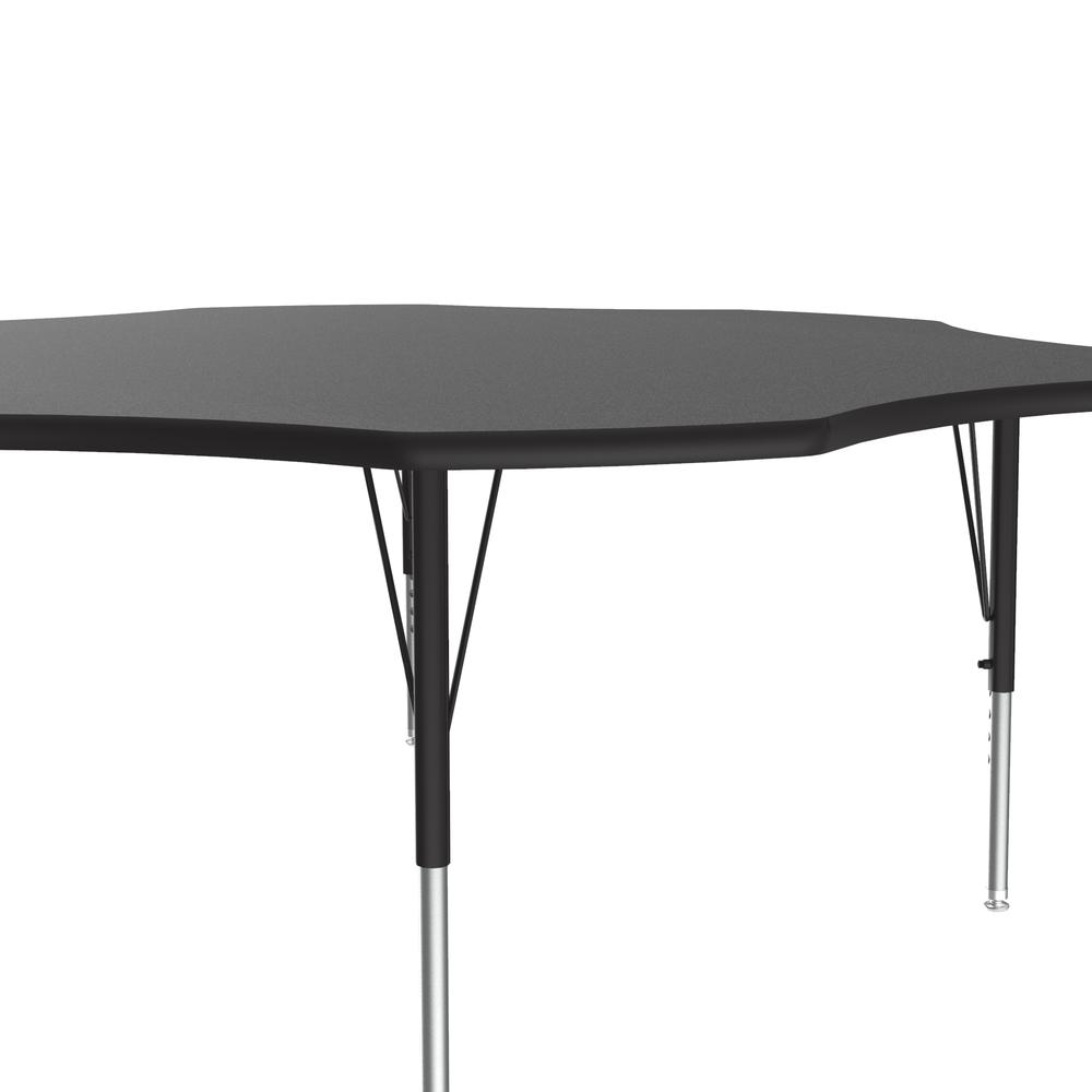 Deluxe High-Pressure Top Activity Tables 60x60", FLOWER, BLACK GRANITE, BLACK/CHROME. Picture 2
