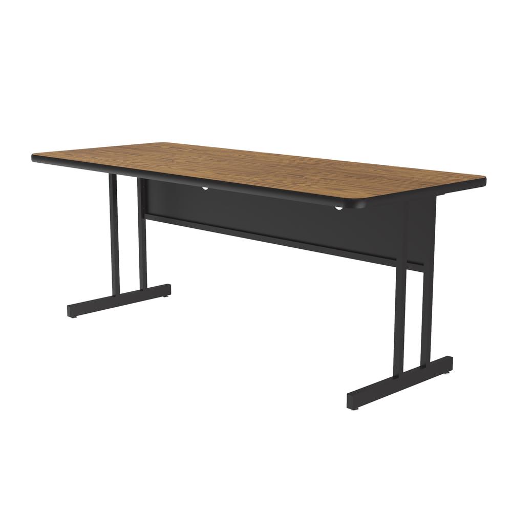 Desk Height  Deluxe HIgh-Pressure Top Computer/Student Desks  30x60", RECTANGULAR, MEDIUM OAK, BLACK. Picture 3