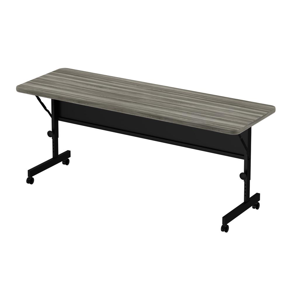 Deluxe High Pressure Top Flip Top Table 24x72", RECTANGULAR, NEW ENGLAND DRIFTWOOD, BLACK. Picture 1