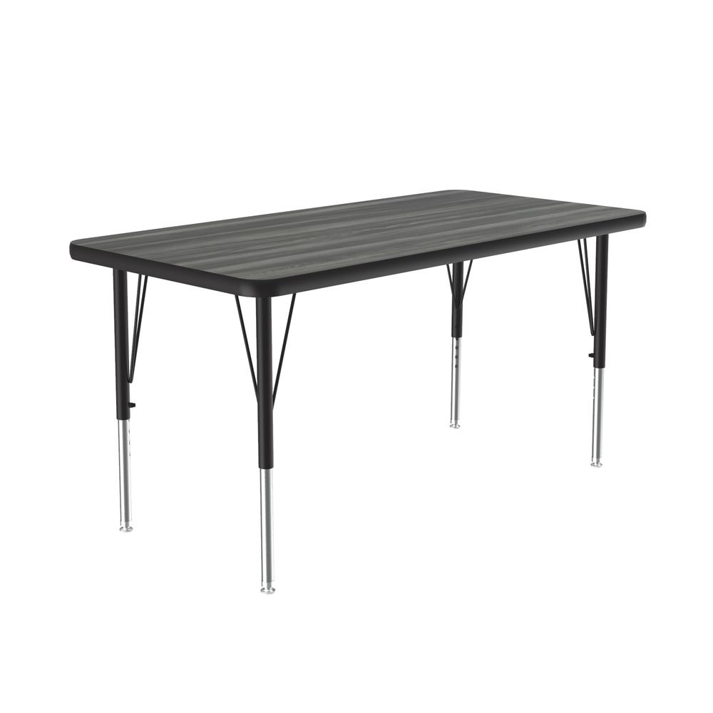 Deluxe High-Pressure Top Activity Tables 24x60", RECTANGULAR NEW ENGLAND DRIFTWOOD, BLACK/CHROME. Picture 1