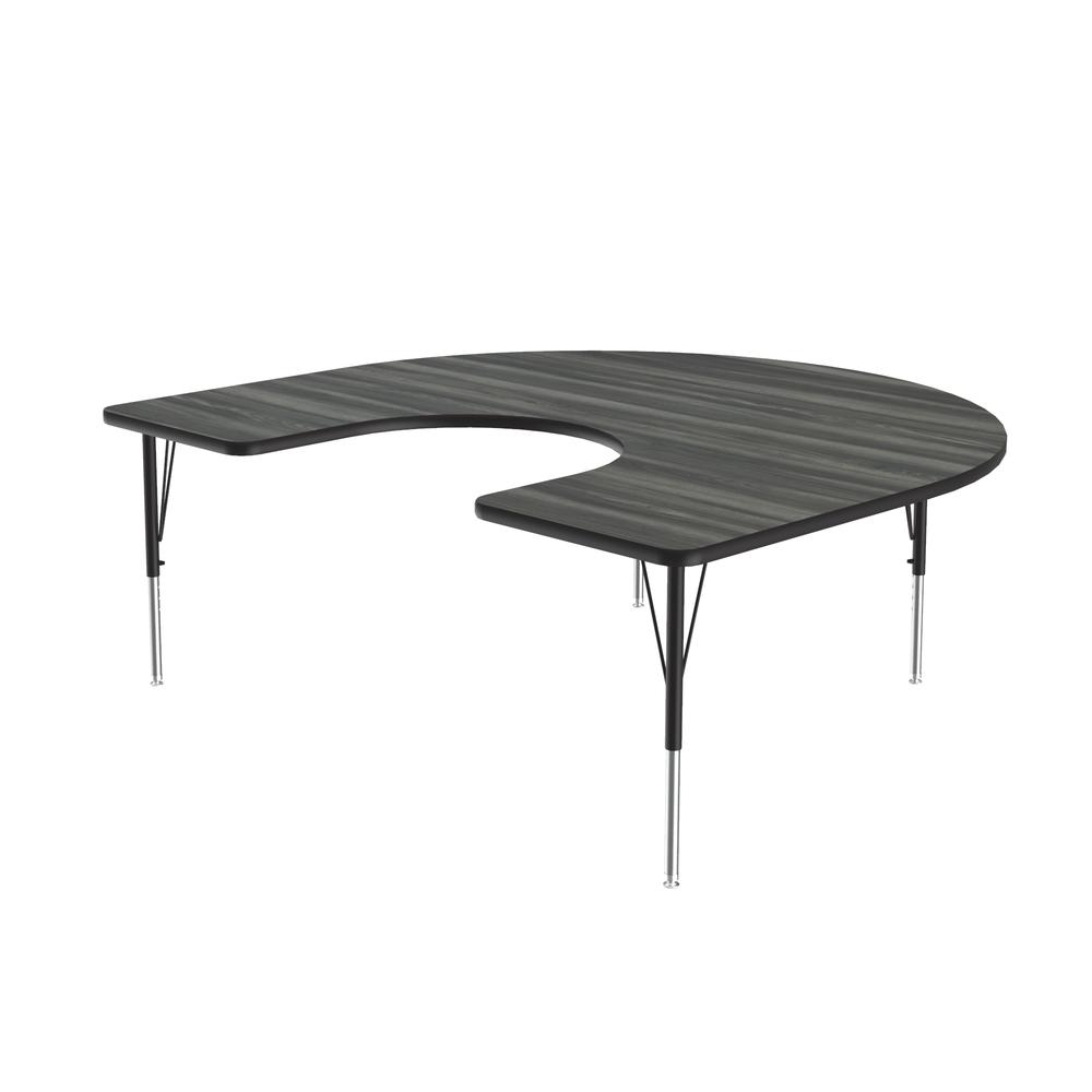 Deluxe High-Pressure Top Activity Tables 60x66" HORSESHOE, NEW ENGLAND DRIFTWOOD, BLACK/CHROME. Picture 2