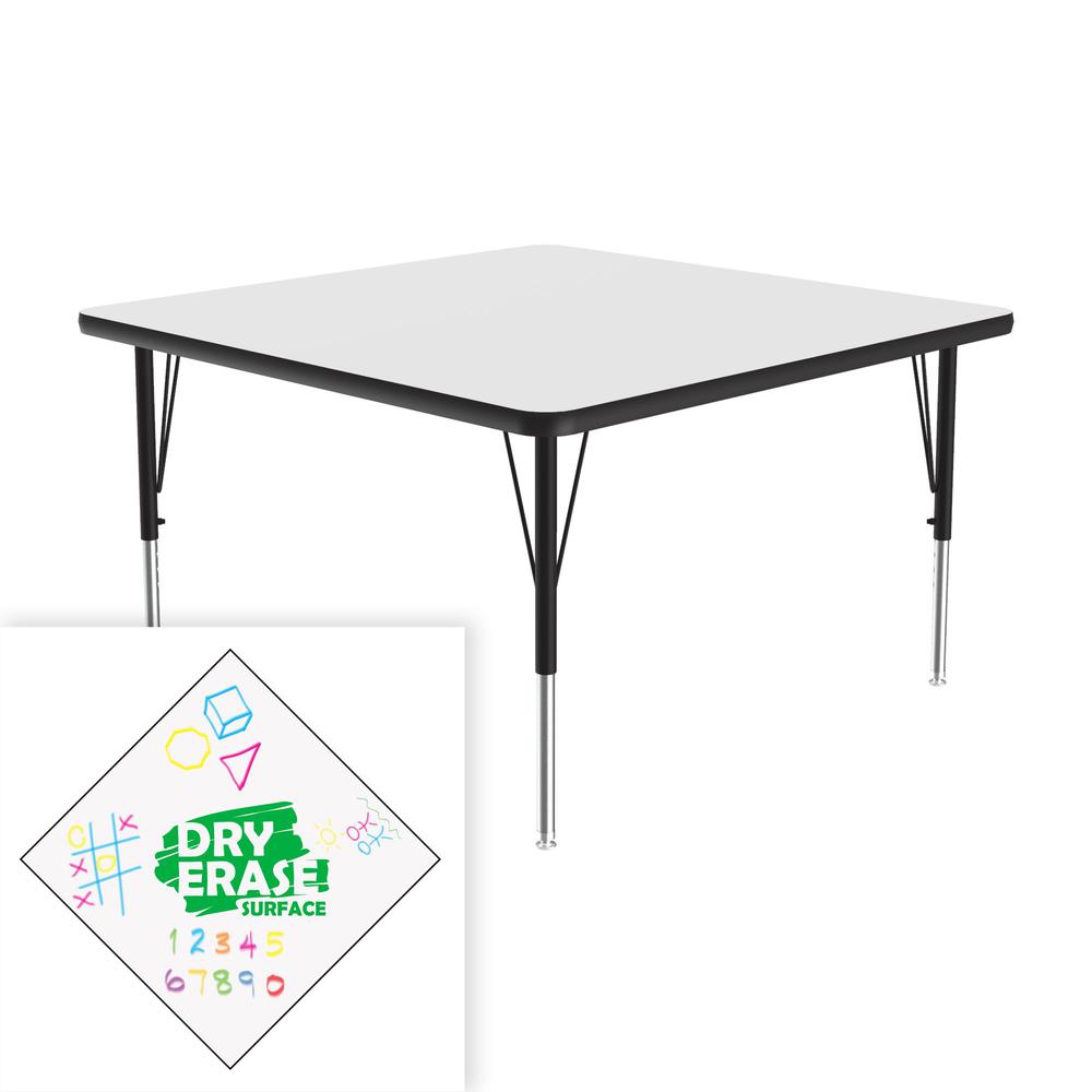 Markerboard-Dry Erase  Deluxe High Pressure Top - Activity Tables 36x36" SQUARE, FROSTY WHITE, BLACK/CHROME. Picture 4