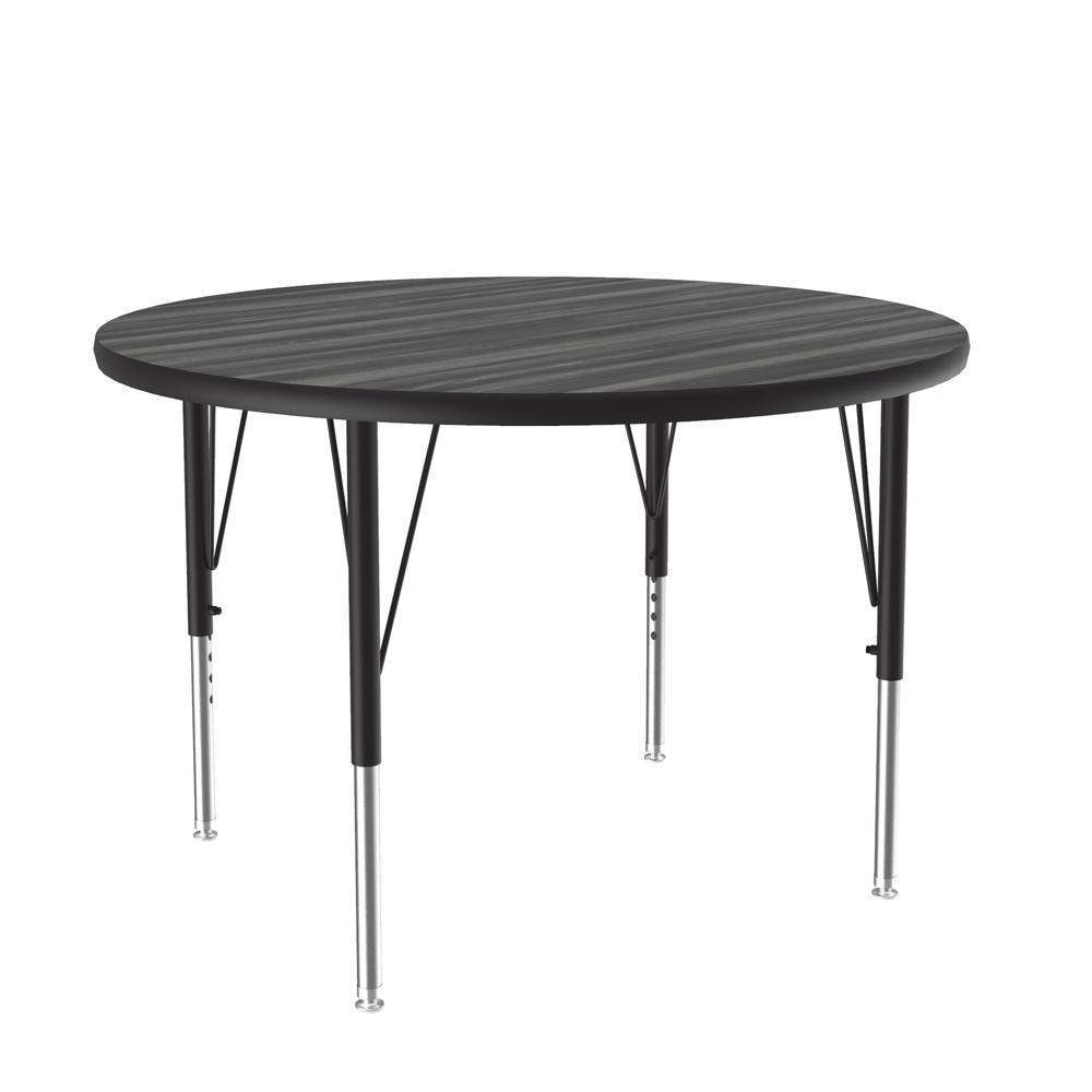 Deluxe High-Pressure Top Activity Tables, 36x36", ROUND, NEW ENGLAND DRIFTWOOD BLACK/CHROME. Picture 4