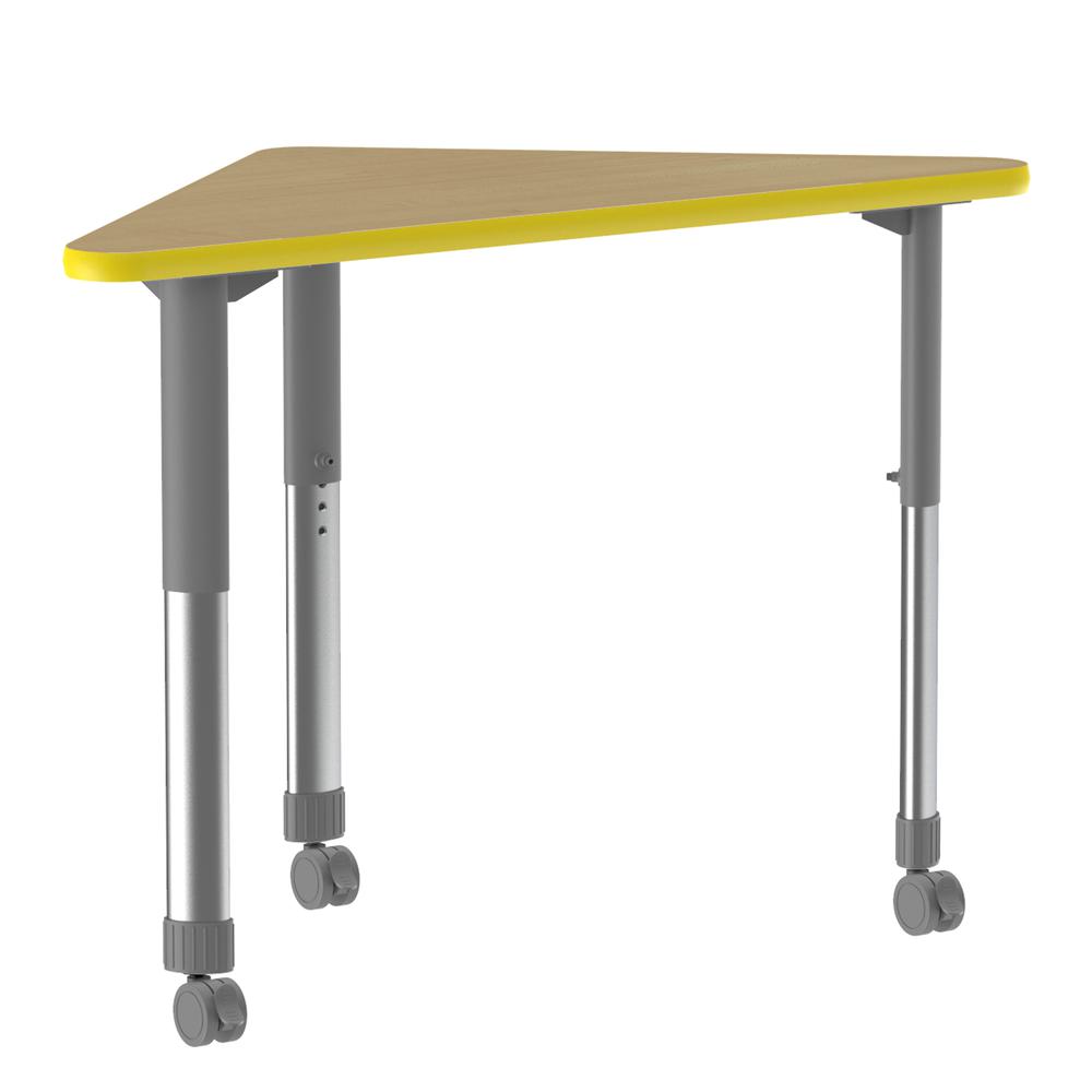 Deluxe High Pressure Collaborative Desk with Casters, 41x23" WING FUSION MAPLE, GRAY/CHROME. Picture 1
