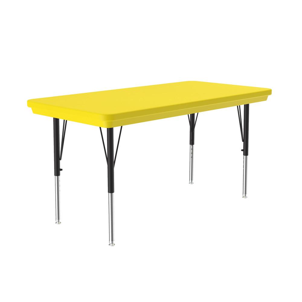 Commercial Blow-Molded Plastic Top Activity Tables, 24x48", RECTANGULAR, YELLOW , BLACK/CHROME. Picture 1