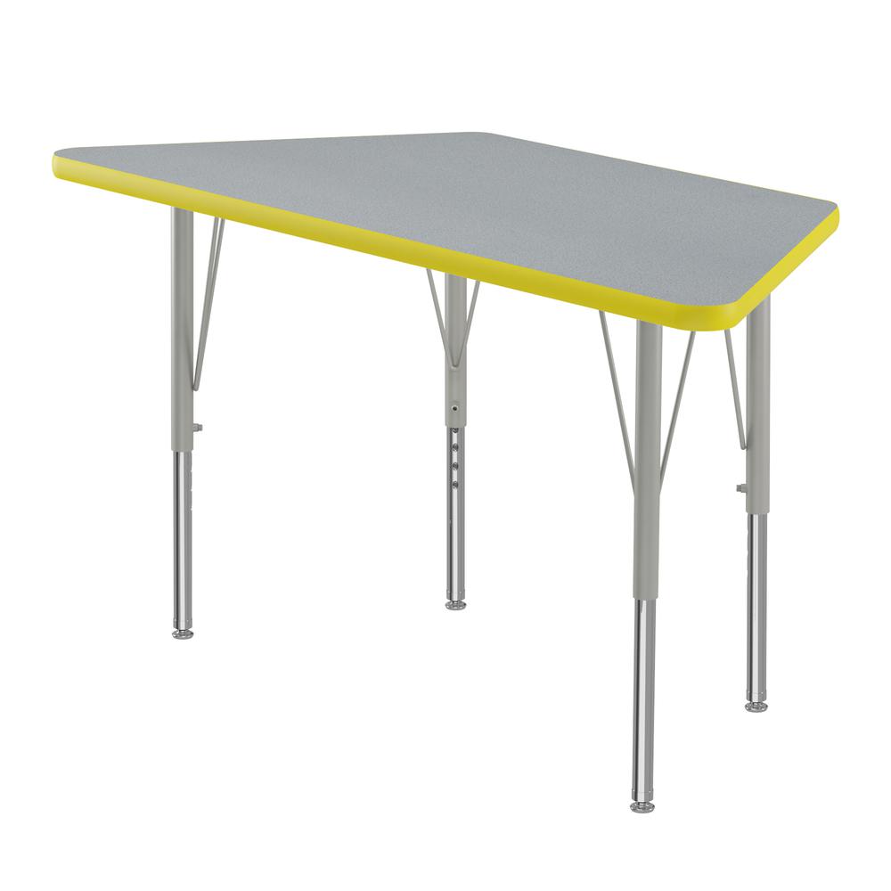 Commercial Laminate Top Activity Tables, 24x48", TRAPEZOID, GRAY GRANITE, SILVER MIST. Picture 1