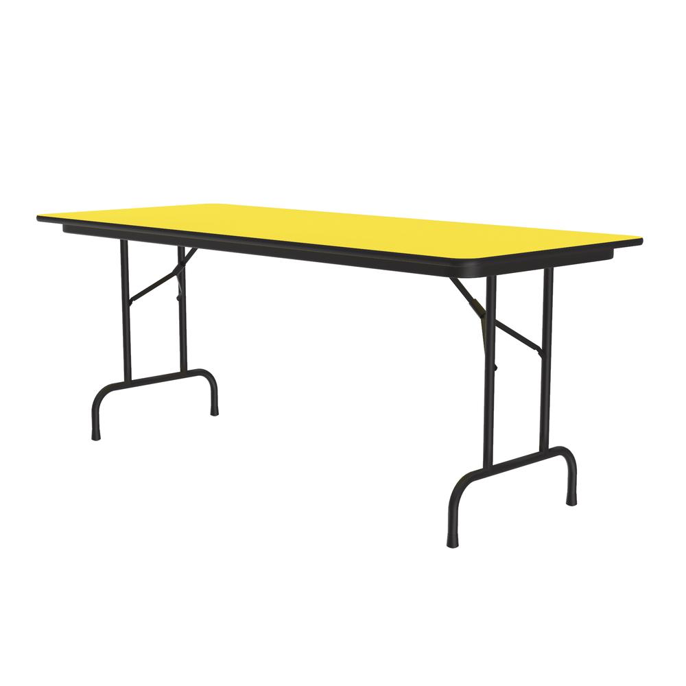 Deluxe High Pressure Top Folding Table, 30x72" RECTANGULAR YELLOW, BLACK. Picture 4