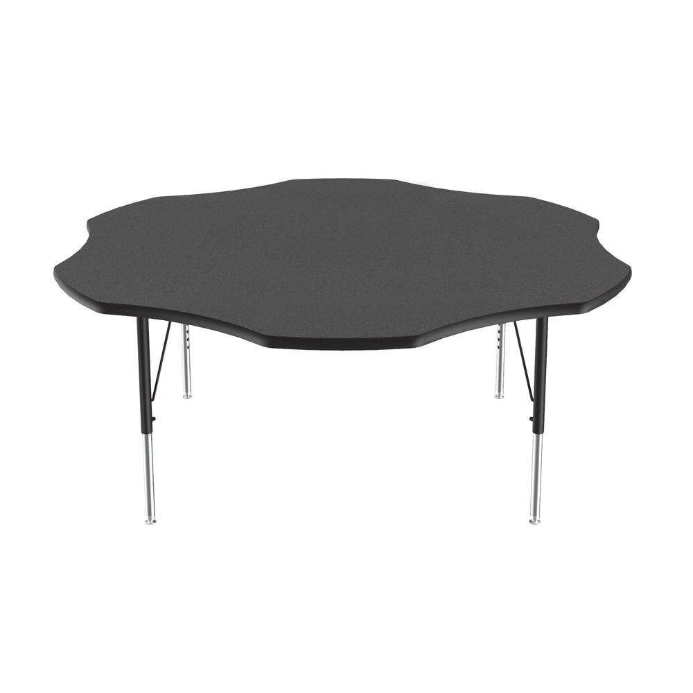 Deluxe High-Pressure Top Activity Tables 60x60", FLOWER, BLACK GRANITE, BLACK/CHROME. Picture 4