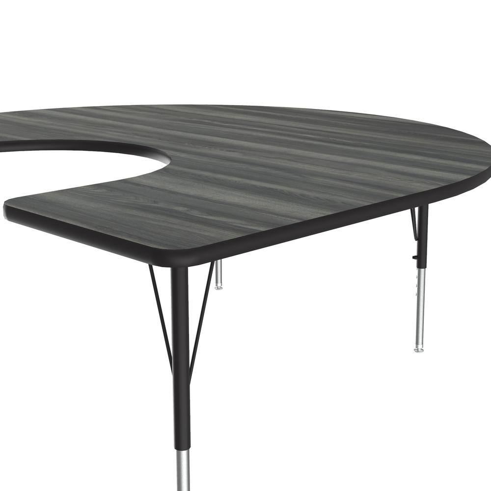 Deluxe High-Pressure Top Activity Tables 60x66" HORSESHOE, NEW ENGLAND DRIFTWOOD, BLACK/CHROME. Picture 3