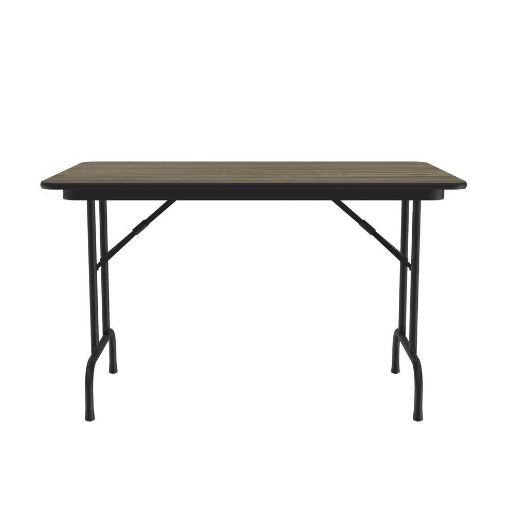 Deluxe High Pressure Top Folding Table, 30x48", RECTANGULAR COLONIAL HICKORY BLACK. Picture 3