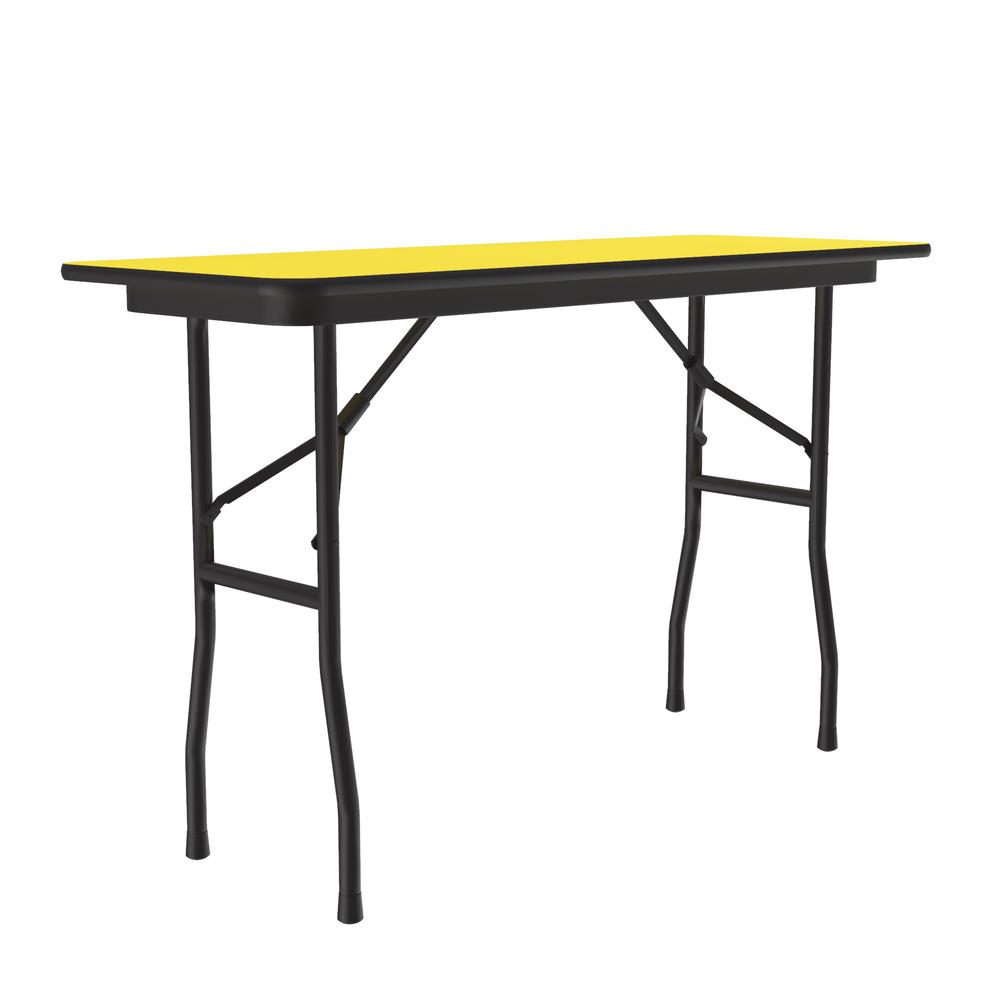 Deluxe High Pressure Top Folding Table 18x48", RECTANGULAR YELLOW BLACK. Picture 3