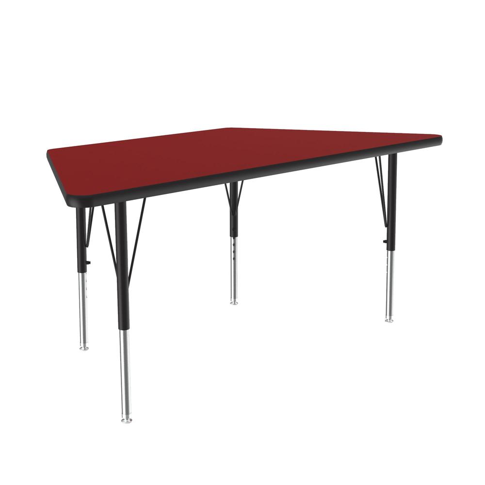 Deluxe High-Pressure Top Activity Tables, 30x60" TRAPEZOID RED BLACK/CHROME. Picture 2