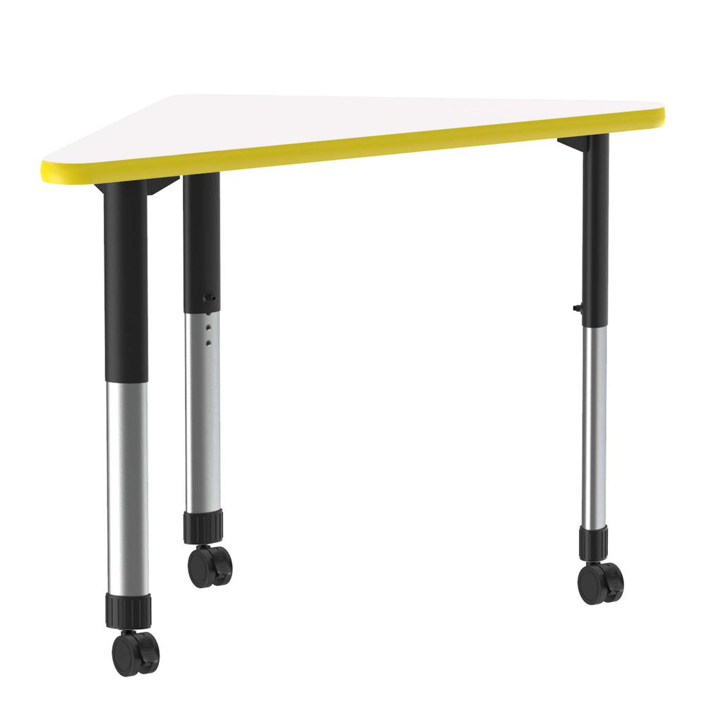 Markerboard-Dry Erase High Pressure Collaborative Desk with Casters, 41x23" WING FROSTY WHITE BLACK/CHROME. Picture 1