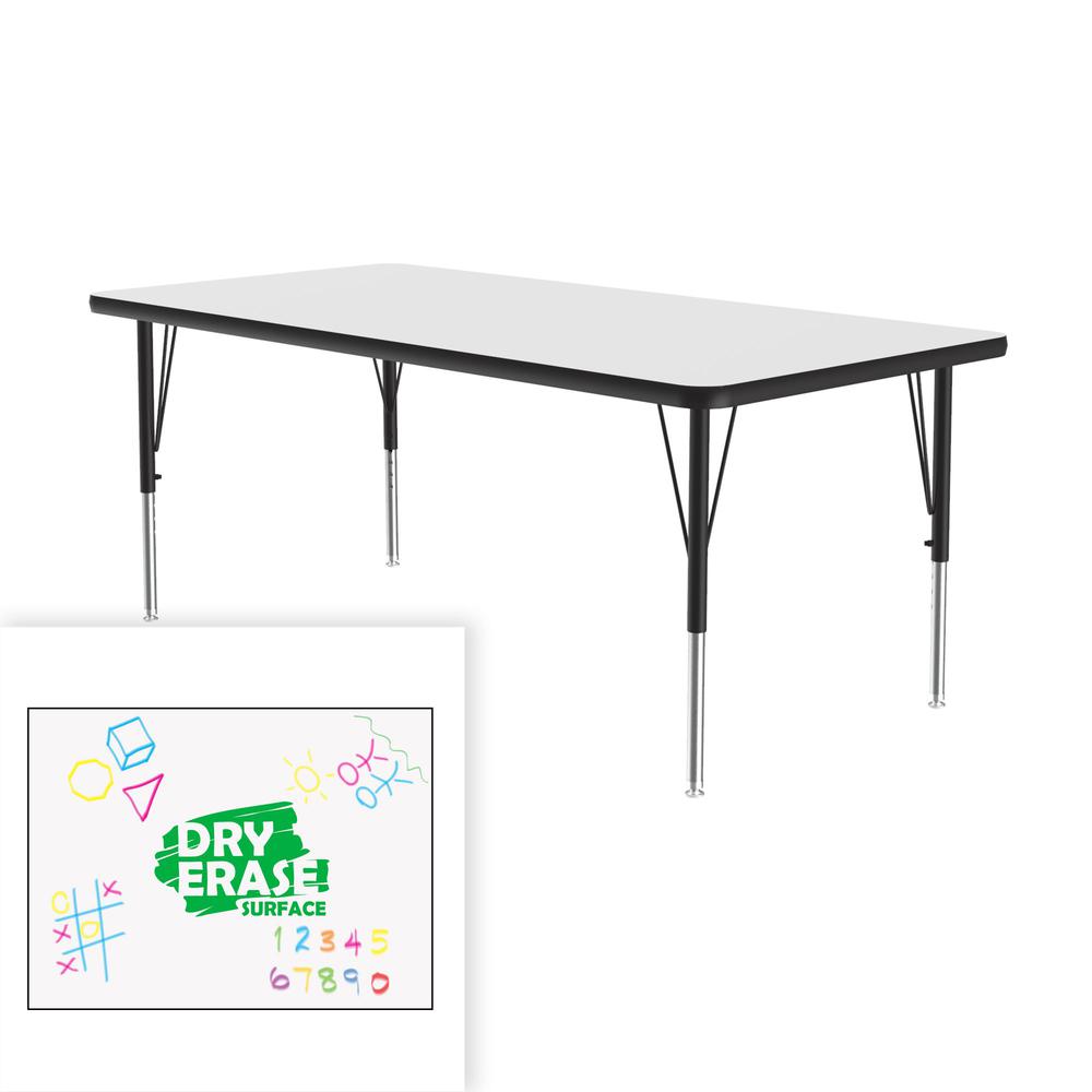 Markerboard-Dry Erase  Deluxe High Pressure Top - Activity Tables, 30x60" RECTANGULAR FROSTY WHITE BLACK/CHROME. Picture 4