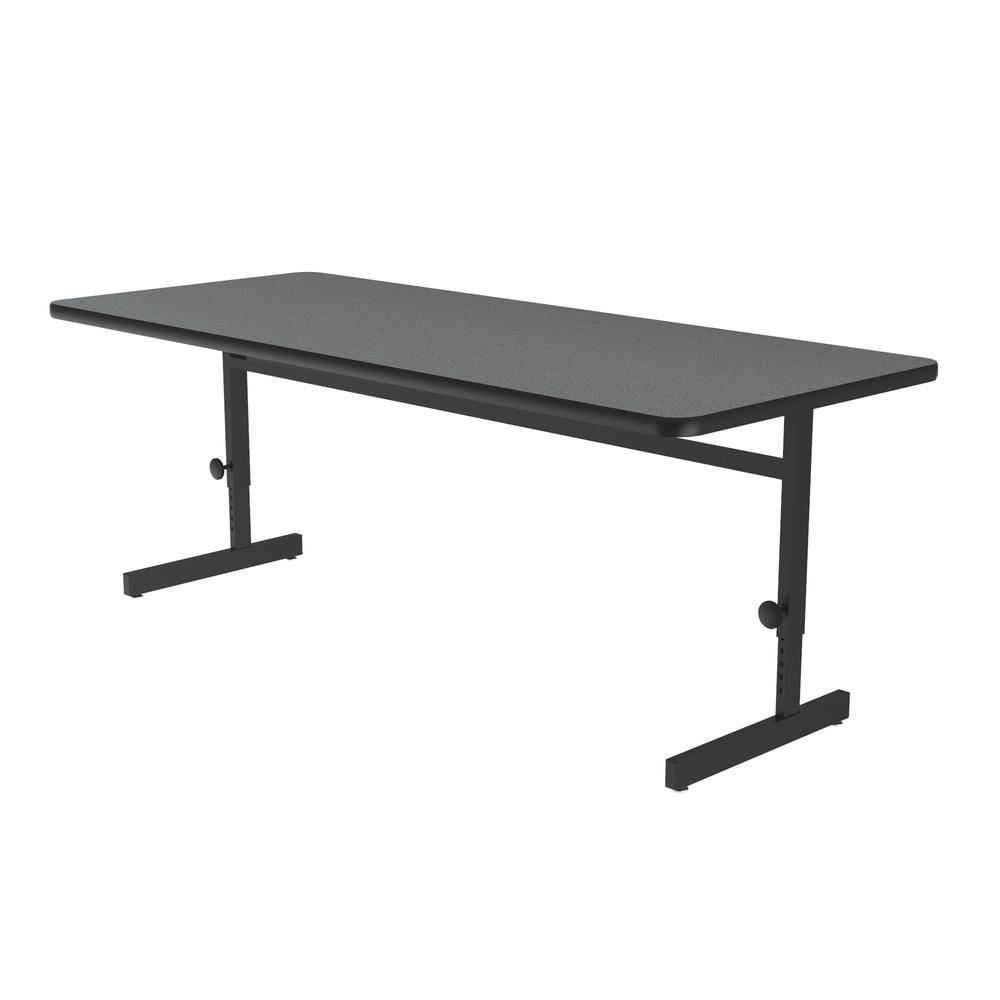 Adjustable Height Deluxe High-Pressure Top, Trapezoid, Computer/Student Desks, 30x60", TRAPEZOID, MONTANA GRANITE, BLACK. Picture 7