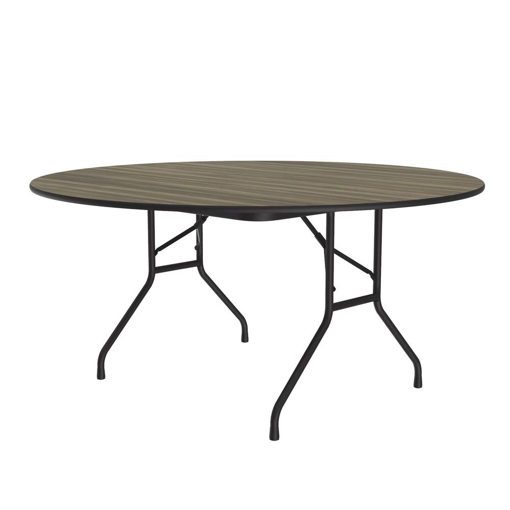 Deluxe High Pressure Top Folding Table, 60x60" ROUND COLONIAL HICKORY, BLACK. Picture 4