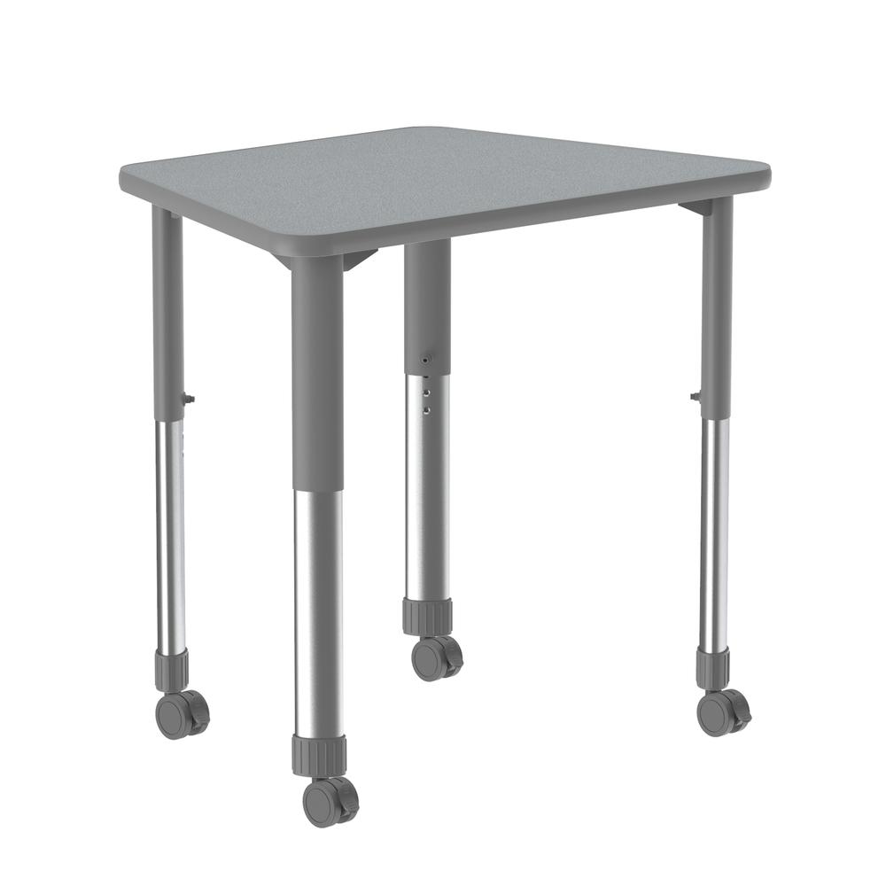 Deluxe High Pressure Collaborative Desk with Casters 33x23" TRAPEZOID, GRAY GRANITE, GRAY/CHROME. Picture 1