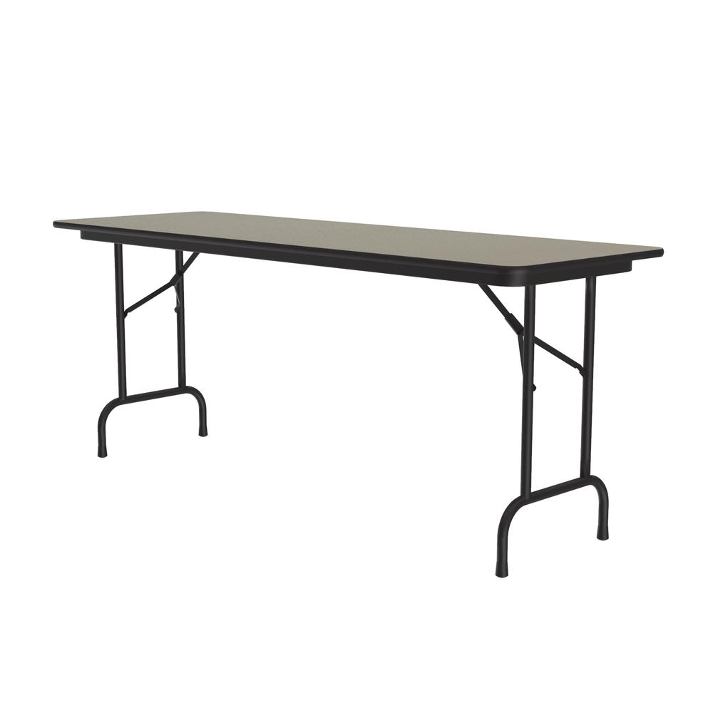 Deluxe High Pressure Top Folding Table 24x96" RECTANGULAR, SAVANNAH SAND, BLACK. Picture 1