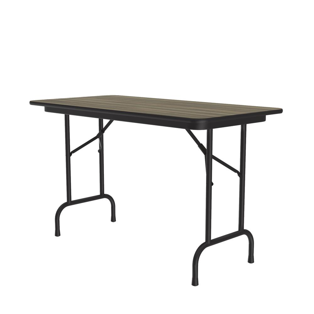 Deluxe High Pressure Top Folding Table, 24x48" RECTANGULAR COLONIAL HICKORY BLACK. Picture 1