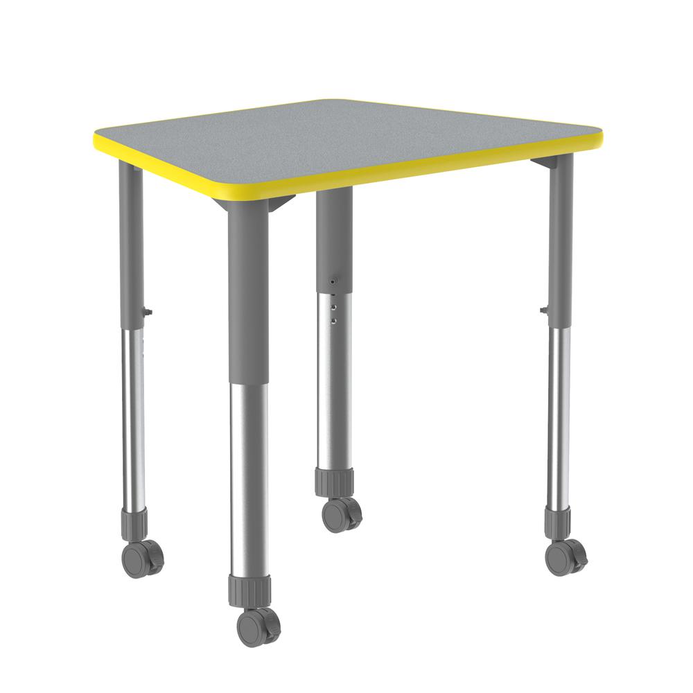 Commercial Lamiante Top Collaborative Desk with Casters 33x23" TRAPEZOID GRAY GRANITE, GRAY/CHROME. Picture 3