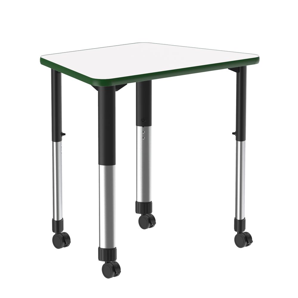 Markerboard-Dry Erase High Pressure Collaborative Desk with Casters 33x23", TRAPEZOID, FROSTY WHITE BLACK/CHROME. Picture 2