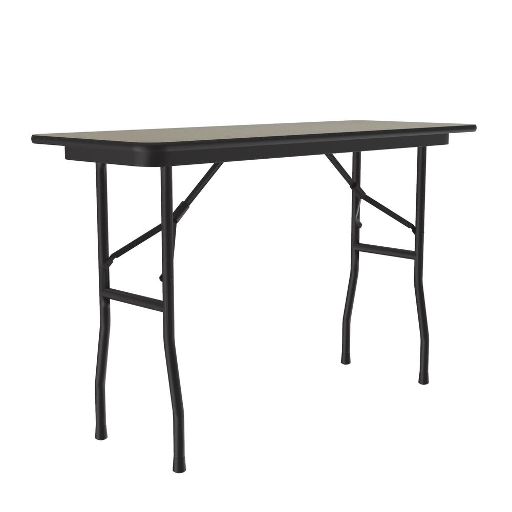 Deluxe High Pressure Top Folding Table 18x48", RECTANGULAR SAVANNAH SAND, BLACK. Picture 2