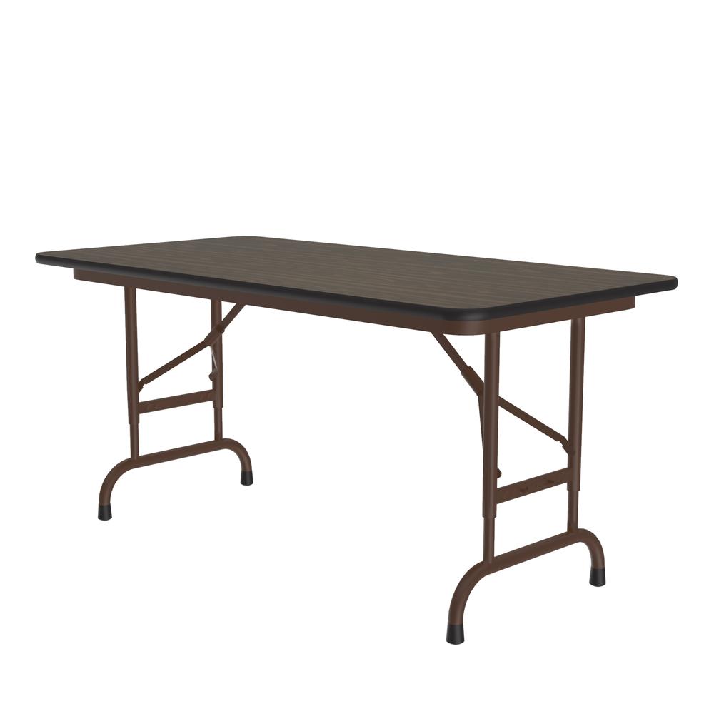 Adjustable Height Econoline Melamine Top Folding Table, 24x48", RECTANGULAR WALNUT BROWN. Picture 6