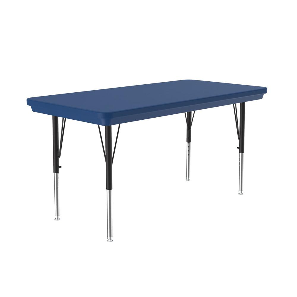 Commercial Blow-Molded Plastic Top Activity Tables 24x48" RECTANGULAR, BLUE, BLACK/CHROME. Picture 1