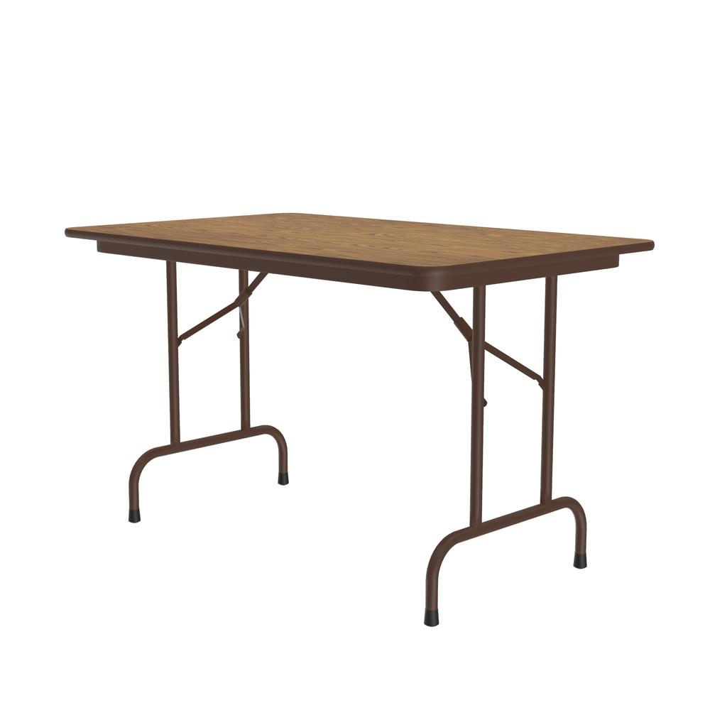 Deluxe High Pressure Top Folding Table 30x48" RECTANGULAR, MED OAK BROWN. Picture 6